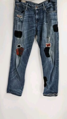 Polo Ralph Lauren Jeans Womens 28 Astor Slim Boyfriend Camp Flannel Patchwork