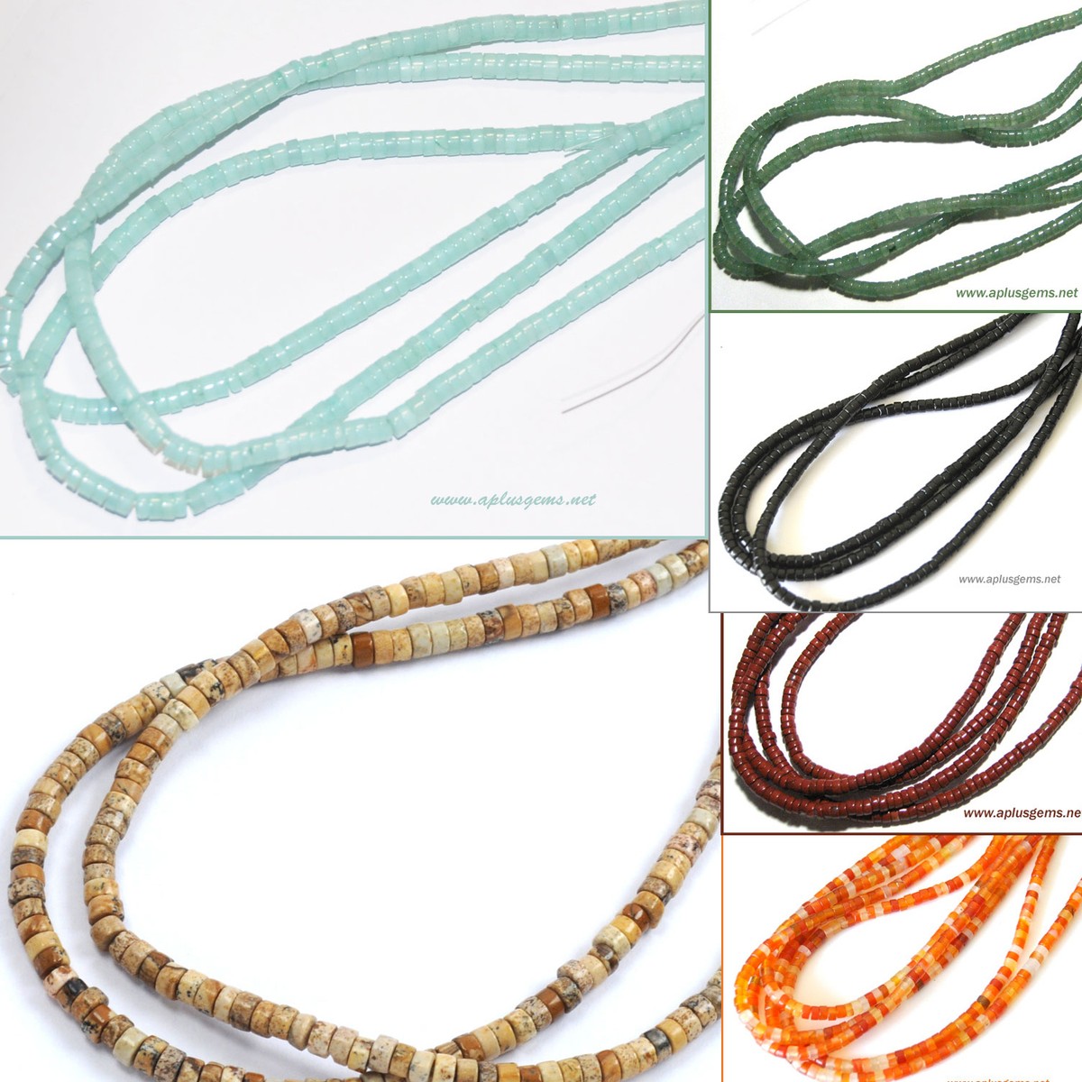4mm Heishi Beads Choker Necklace Beads Long assorted gem