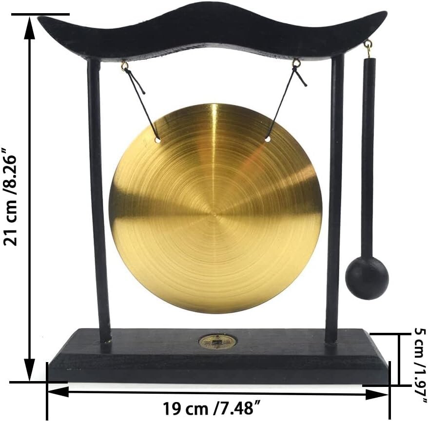 Elegant Brass Feng Shui Gong with Wooden Stand - Ideal Gift for Housewarming