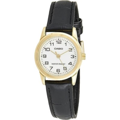 Casio LTP-V001GL-7B Women's Gold Tone Watch Leather Band Water Resistant Analog