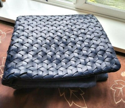 Williams Sonoma INTERPLACE WOVEN LEATHER Pillow Cover NAVY 20x20 NWOT #P261