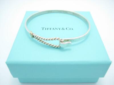Vintage Tiffany Sterling 14k Gold Braided Loop Bangle Bracelet  Box A - Main Image