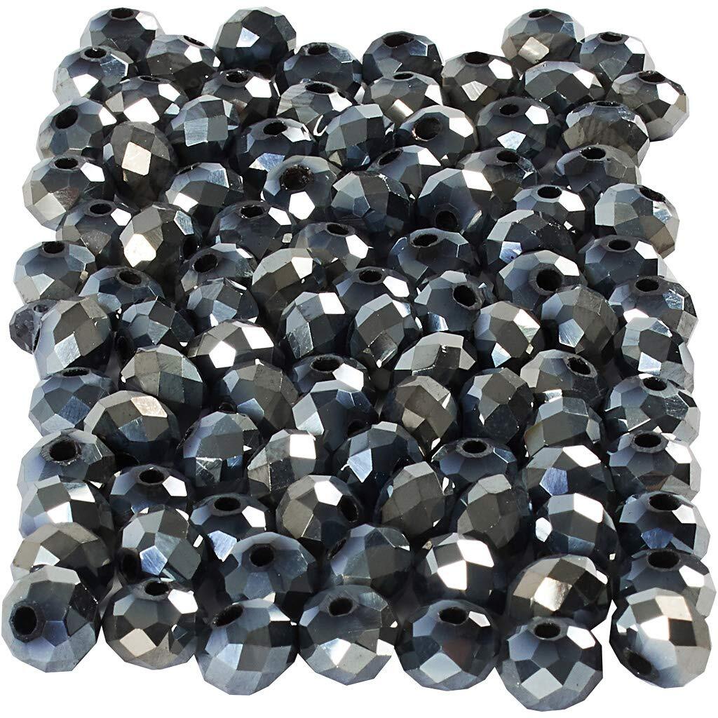 Creativ Company 61686 100-Piece Faceted Beads, Metallic Black