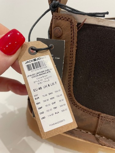 JACK & JONES Leo Gamuza Chelsea Botas Reino Unido 6 UE 40 Cuero Marrón PVP £65 - Imagen 5 de 9