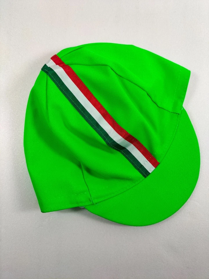 PRO' line Cappellino Ciclismo Vintage Tricolore No Logo Verde Fluo Foto 4 de 4