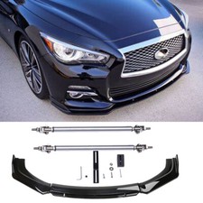 Front Bumper Lip Spoiler Splitter Body Kits + Strut Rods For Infiniti Q70 Q60