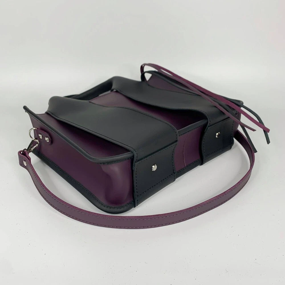 COACH Borsa a mano donna VERA PELLE Laidies nera tracolla viola tote borsetta