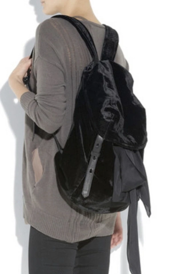 Rare ALEXANDER WANG Sydney Velour + Leather Rucksack Backpack Bag - Amazing - Image 3 of 4