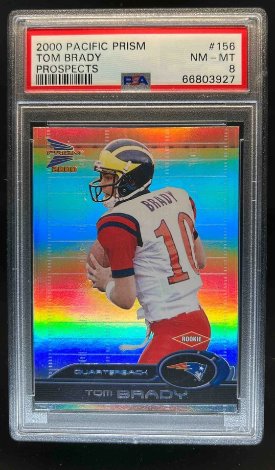 2000 Pacific Prism перспективы Том Брэди дебютант RC #/1000 Patriots PSA 8