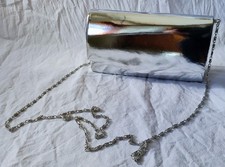 Borsa donna a spalla pochette lucida argento handbag ottime condizioni