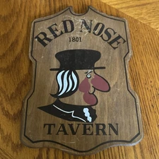Vintage 1960s Red Nose Tavern Pub Bar Man Cave Wood Signs Made In Japan