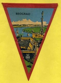 Vintage QSL pennant Radio Beograd Yugoslavia Wimpel banderin fanion