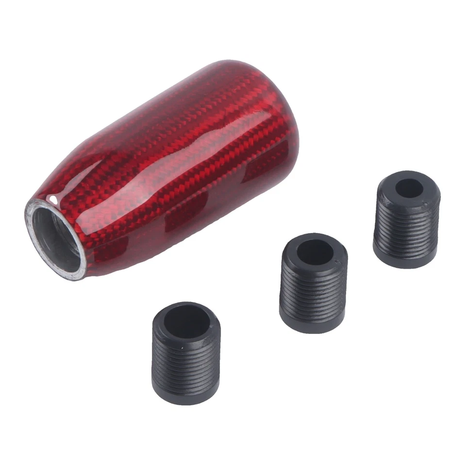 Palanca de cambios manual universal de fibra de carbono roja 1 pieza Foto 3 de 4