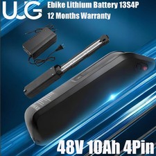 UUG 48V 10Ah Electric Bicycle Ebike Lithium Battery Built-in 30A BMS w/4Pin Base