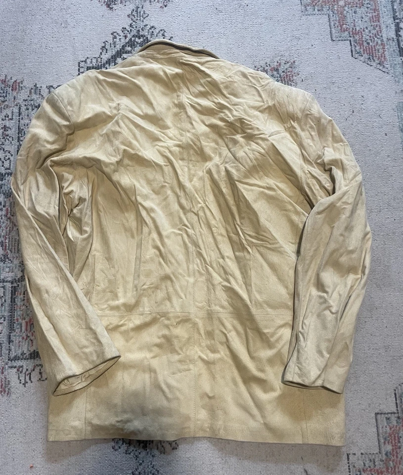 Men Bally of Switzerland Real Leather Blazer Jacket UK 42 Beige Vintage EU 52 - Image 4 of 4