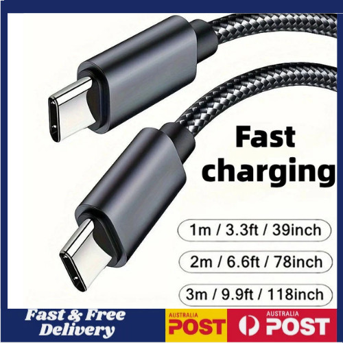 PD 60W USB C to Type C Charging Data Cable Fast Charger For iPhone 17 16 Samsung