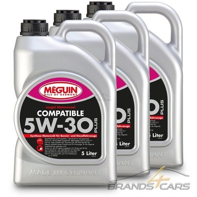 3x 5 L LITER MEGUIN MEGOL MOTORENÖL COMPATIBLE SAE 5W-30 PLUS MOTOR-ÖL 50687080