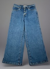 Levi  s Mile High Cropped Wide Leg Denim Jeans Women Size 28 Exposed Button Fly