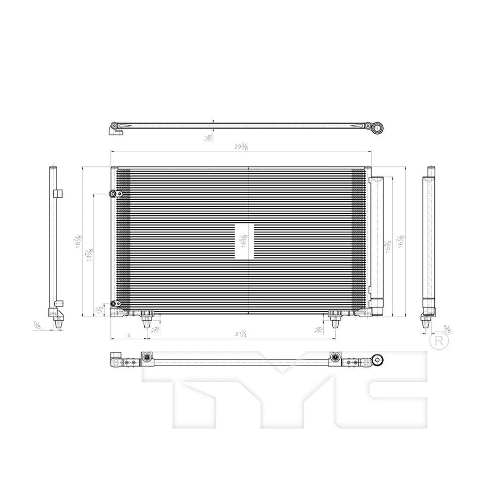 Condensador de aire acondicionado TYC 3869 para 10-16 Lexus Toyota RX350 Sienna Foto 4 de 4