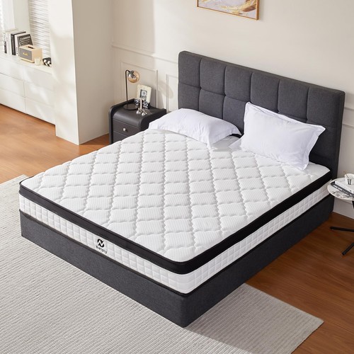 King Size Mattress, 12 Inch King Mattress in a Box, Hybrid Memory Foam & Indi...