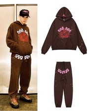 sp5der Mens Brown Graphic Hoodie & Track Pant...