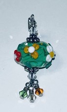 Sterling Silver Swarovski Crysta & Lampwork Pendant - Secret Garden   OOAK