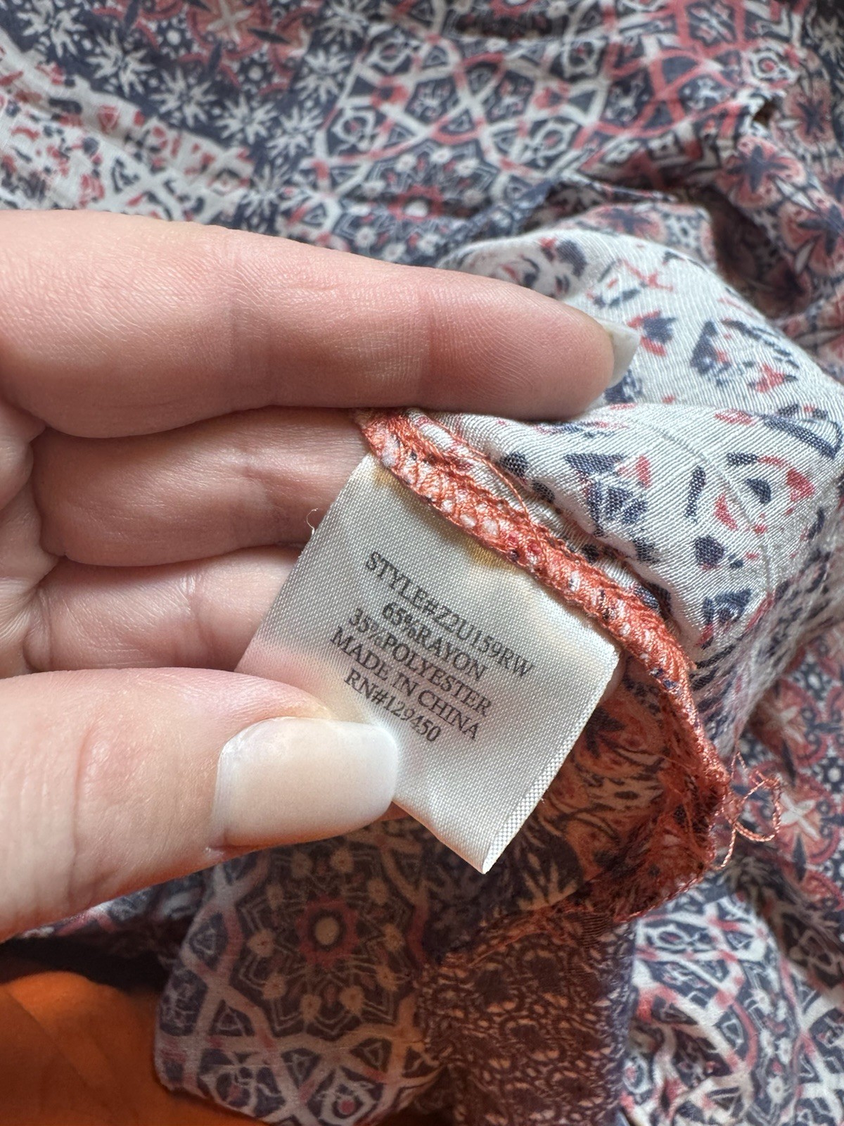 Fred David Button Patchwork 3X Blue Bohemian Flor… - image 3