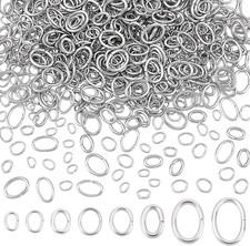 800Pcs 8 Styles Oval Jump Rings, 304 Stainless Steel Open Jump Rings Jewelry Con