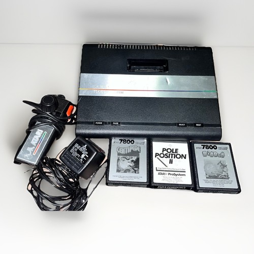 Atari 7800 ProSystem Console Bundle Tested Working w/ Joystick Power & 3 Games