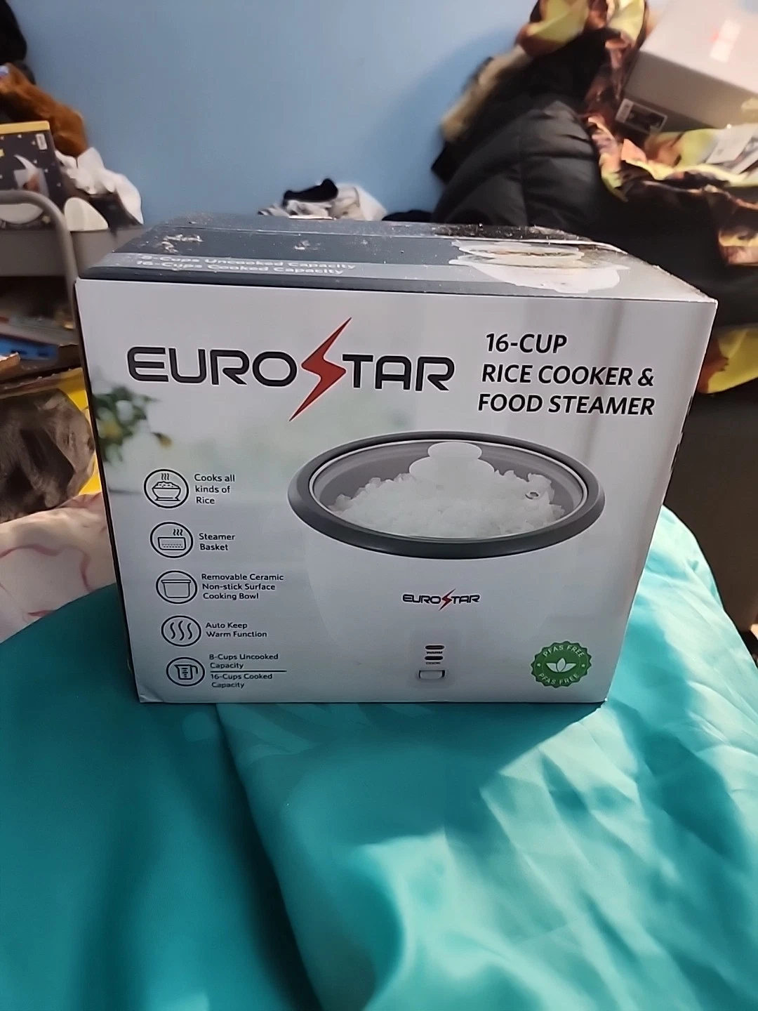 Euro Star 16 Cup Rice Cooker and Food Steamer White