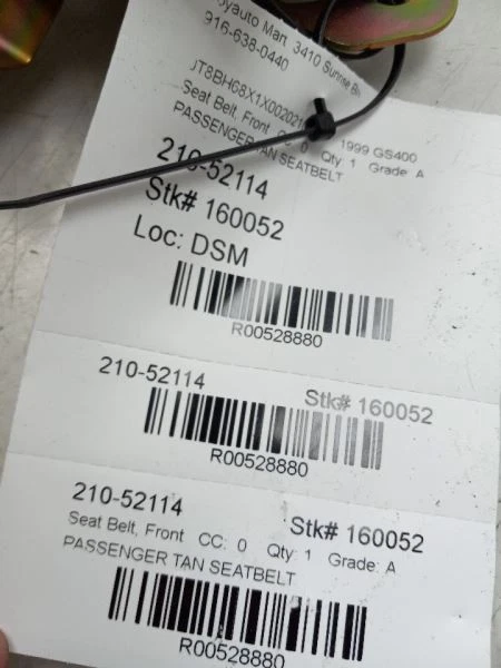 98-00 LEXUS GS400 4.0L LADO PASAJERO MONTAJE CINTURÓN SEGURIDAD DELANTERO  Foto 4 de 4