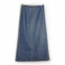 Vintage Women's Size 28 High Waisted Denim Long Pencil Button Slit Skirt