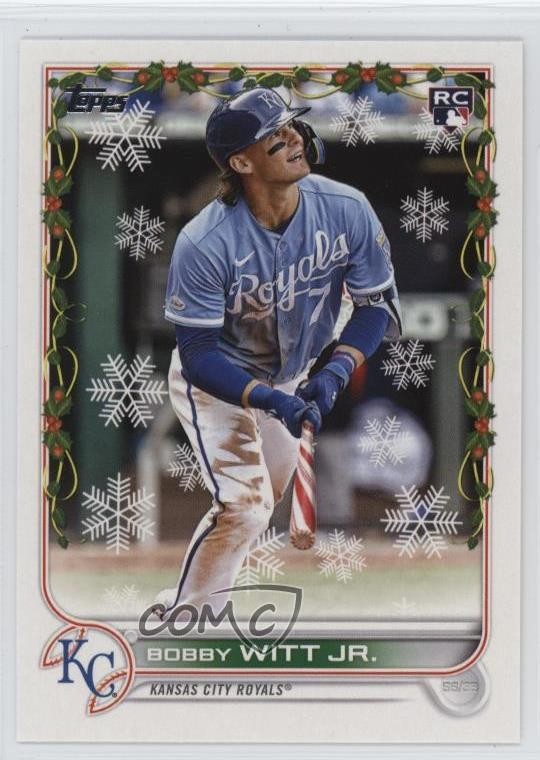 2022 Topps Holiday Mega Box Variation Bobby Witt Jr SP (Candy Cane Bat) 1a7g
