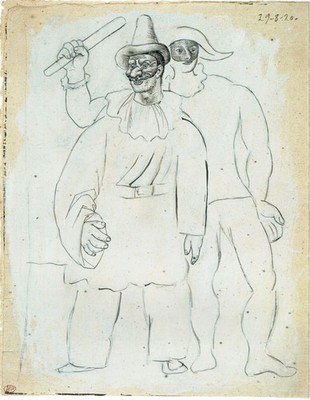 Pablo Picasso - Pulcinella und Harlekin 1920 A1-A4 Poster Kunst Gemälde Meister F