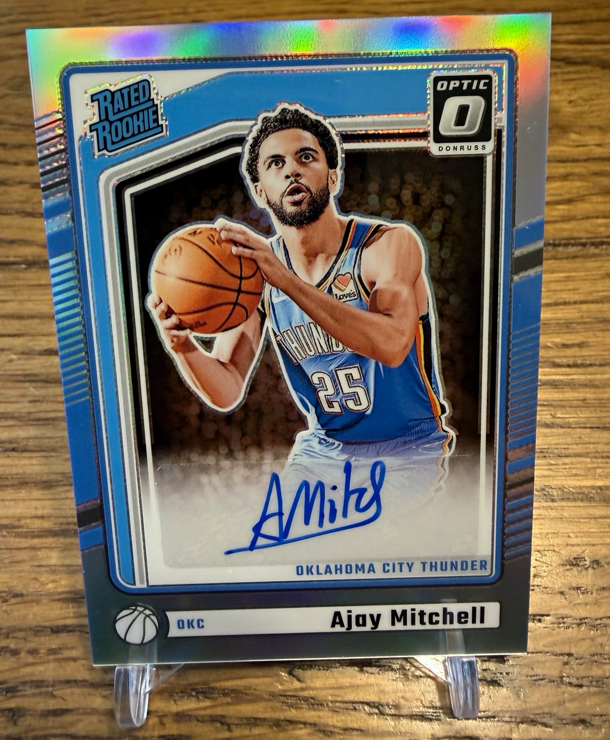 Panini 2024-25 Donruss Optic Ajay Mitchell Thunder #322 Rated Rookie Auto