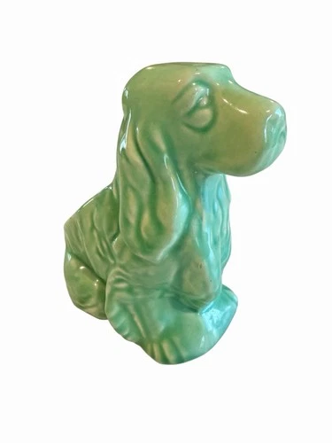 Vintage Shawnee Pottery Cocker Spaniel Dog Planter Green Mid-Century 7” Pottery