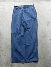 VTG Anchor Blue Pants Mens 32x32 Blue Workwear Canvas Carpenter Made In USA 90’s