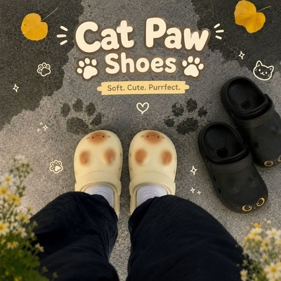 Adorable Waterproof Cat Slippers Anti Slip Bottom Cat Paw Soft Bottom Closed toe