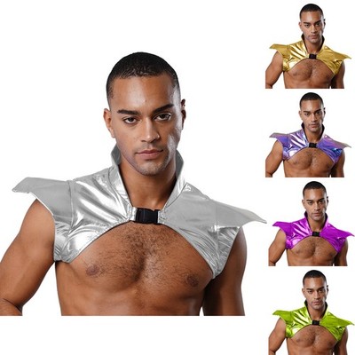 Mens Armor Gear Vest Shiny Gothic Outfit Top Party Shrug Rave Cosplay Bar