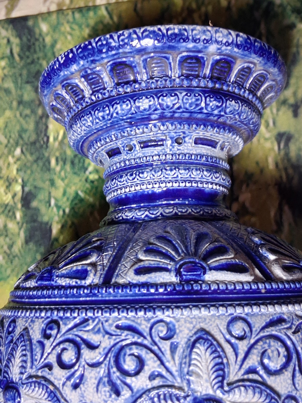Vintage Colbot Blue & White Salt Glazeed German Westerwald Ewer Pouring Pitcher image 10