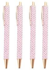 4 Pcs Pink Pearl Pens Rhinestone Metal Ballpoint Pens Sparkly Crystal Pens Bl...
