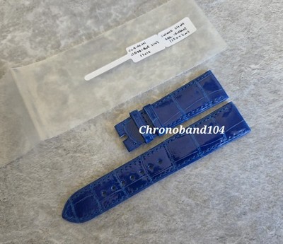 Genuine OEM Breguet 21/18mm Blue Shiny Leather Watch Strap Band NEW