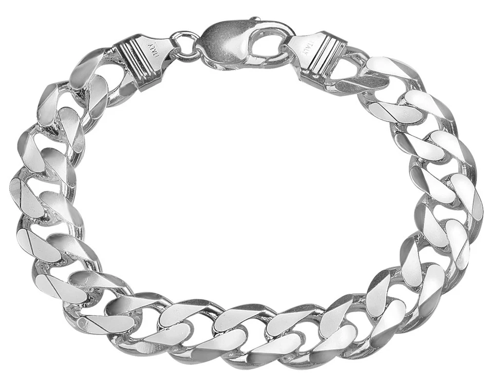 Pulseira masculina corrente de freio 8 polegadas em prata 0,925 11 mm