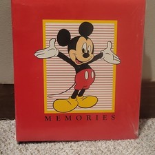 Vintage Disney Mickey Mouse Memories Photo Album Ring Binder Red Sealed and New