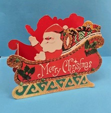 Vtg 1970s Retro Christmas Santa Sleigh Hong Kong Christmas Display Cardboard