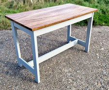 Vintage School Bench Dining Table Wooden Science Lab Office Desk / Workbench