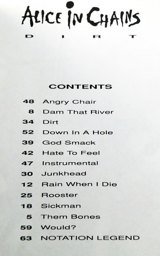 ALICE IN CHAINS GUITAR TAB / TABLATURE / ***BRAND NEW***/ DIRT / GUITAR SONGBOOK - Picture 2 of 2