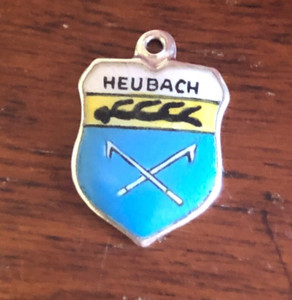 Vintage Heubach 800 Silver Germany Travel Souvenir Enamel Shield Charm