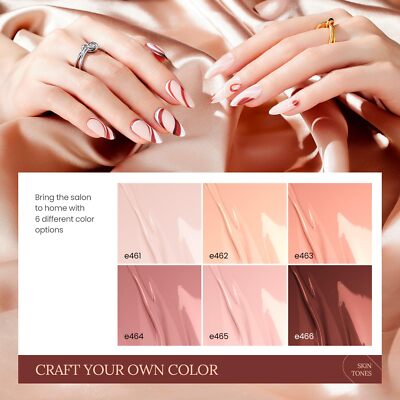 Set de esmaltes de uñas en gel, 6 colores, colección tonos piel, nude y marrón