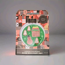 F.A.O Schwarz 12 Pc Kids Holiday Melamine Indoor/Outdoor Dish Set Gingerbread 